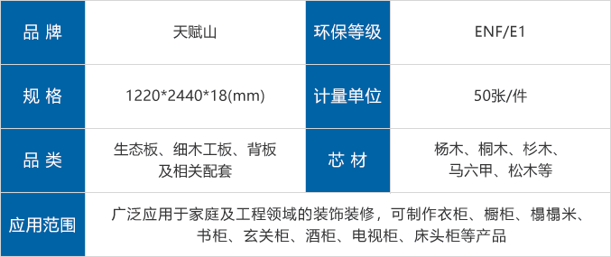 天赋山生态板参数
